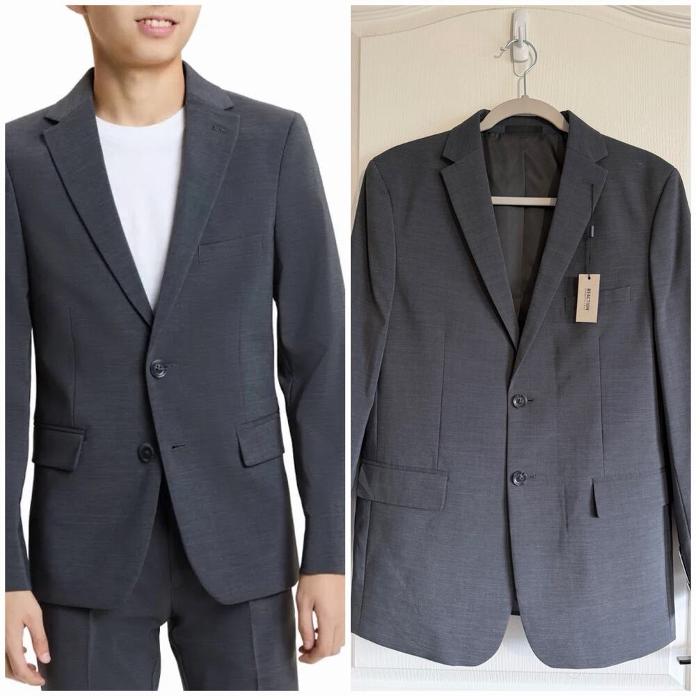 Kenneth Cole Reaction TECHNI-COLE Jacket Blazer Sz 20 R Slim Fit Charcoal NWT